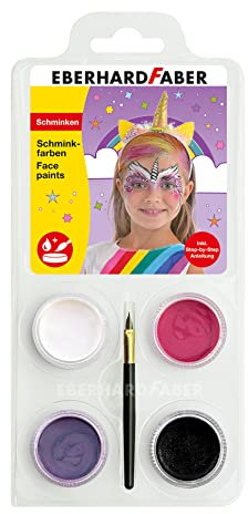 Eberhard Faber 579023 - Kinderschminke Set Einhorn, 4 Schminkfarben mit Pinsel und Anleitung