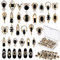 Leelosp 24 Pieces 3D Nail Charms Gold Luxury Black Rhinestones Nail Charms for Acrylic Nails Black Zircon Jewels Crystals Rhinestones with Storage Box for DIY Craft Art