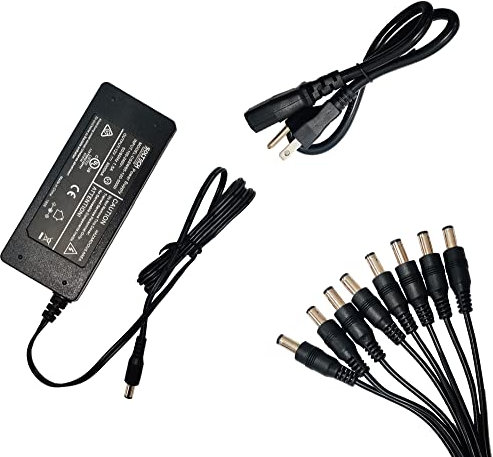[UL Listed] SOLTECH 12V 5A 60W CCTV Security Camera Power Supply AC DC Adapter with 8-Way Power Splitter Compatible with Samsung Wisenet Lorex, Night Owl, Defender Q-See Swann
