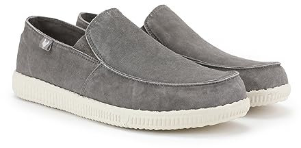 WALK IN PITAS | WP150 Slip ON Washed | Mocasines de Hombre | Náuticos Casual | Zapatillas de Verano | Zapatos Casuales y Cómodos | Calzado de Pitas | Gris 43