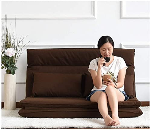 GTTFX Multifunktionales Schlafsofa Lazy Couch Japanischer Tatami Schlafzimmer Arbeitszimmer Doppel Klappstuhl 132×197cm(Color:Brown)