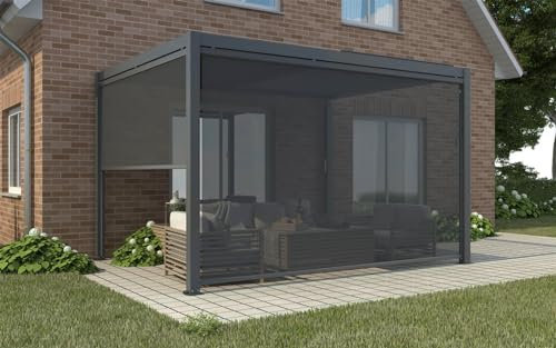 Tenda laterale in textilene per pergola bioclimatica lato 270x218h cm Solarium - DarkGrey