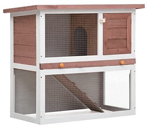 HOMIUSE Kaninchenstall 1 Tür Braun Holz Hasenstall Meerschweinchen Haus Hasen ZubehöR Meerschweinchen KäFig Hasenstall DraußEn Winterfest Kaninchenhaus HamsterkäFig Holz 90x45x80 cm