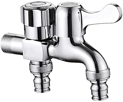 FQYEP Doppel Wasserhahn1 /2 Zoll,Aus Messing Rost-Und Frostsicher,Doppel Wasserhahn Eckventil 1/2,Doppel Wasserhahn Garten,Universal Doppel Auslaufhahn,Doppel Wasserhahn Waschmaschine 1/2 Zoll