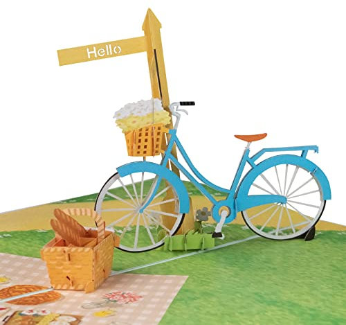 Sweetpopup® Pop-Up Karte Fahrrad - 3D Geburtstagskarte für Frauen | Glückwunschkarte Grußkarte Geschenkidee Geburtstag Fahrradfahrer | Gutschein Geldgeschenk Urlaub Camping Fahrradtour | Damenrad, 068