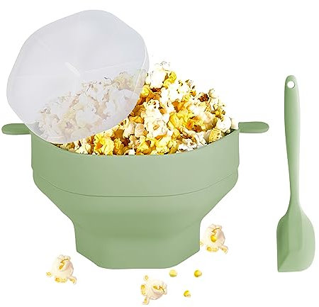RZMZBY Palomitero de silicona para microondas Silicona para microondas, palomitero plegable, preparación sin aceite, sin BPA, con tapa (índigo)