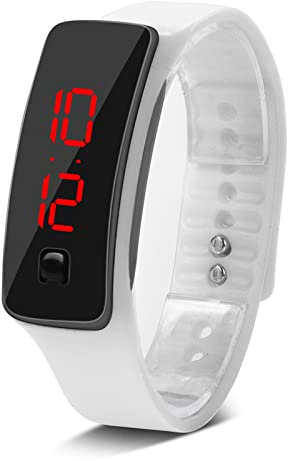 Montre Numérique LED pour Femme, Bracelet en Silicone, Montre de Sport Numérique, Cadran 12 Heures, Affichage électronique, Montre-Bracelet pour Homme, Femme, Adolescent, étudiant. (Blanc)