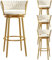 Tabourets de Bar avec Dossier de 1/2/3/4, chaises de Bar pivotantes avec Repose-Pieds, Tabouret de Cuisine, siège en Velours Blanc, Cadre en métal doré, Chaise de Petit-déjeuner pour intéri