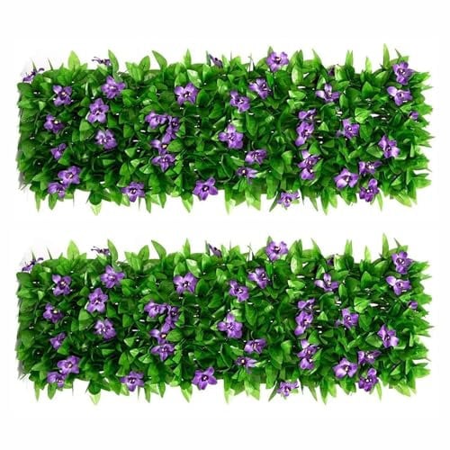 LSRVNM 2 Piezas Grillage en Feuille de Lierre Artificielle, Écran D'intimité Cloture Jardin Exterieur, Treillis Extensible Feuillage, Mur Vegetal Brise vue Balcon Feuillage, Anti-UV pour Jardin Cour