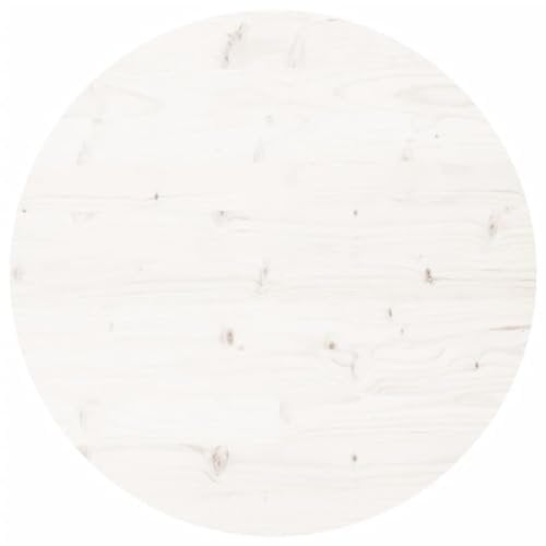 vidaXL Tischplatte, Holzplatte Holztischplatte Rund, Ersatzplatte Platte für Beistelltisch Couchtisch, Massivholztischplatte Esstischplatte, Weiß Ø90x3 cm Massivholz Kiefer
