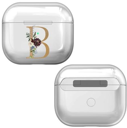 Head Case Designs Offizielle Nature Magick Buchstabe B Blumiges Monogramm Buchstabe 1 Durchsichtig Harte Kristall Handyhülle Hülle Huelle kompatibel mit Apple AirPods 3 3rd Gen Charging Case