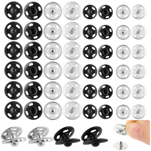 Abeillo Druckknöpfe Set, 200 Paar Druckknöpfe zum Annähen, 8,5 mm/10mm Druckknopf, Metall Druckknöpfe Schwarz Silber zum Nähen von Stoffen für Kleidung, Nähreparatur, Handwerk DIY, Leinentasche