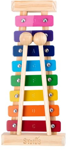Xylophone en Bois Stoie’s pour Enfants : 8 Notes colorées, accordé en do, maillets Inclus, livret Musical. Design Montessori, éducatif, sûr, Parfait pour l'éveil Musical