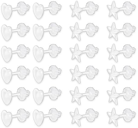 EUPSIIU 12 Paar Hypoallergene Ohrringe Aus Kunststoff - Klare Ohrstecker Set für Mädchen und Empfindliche Ohren