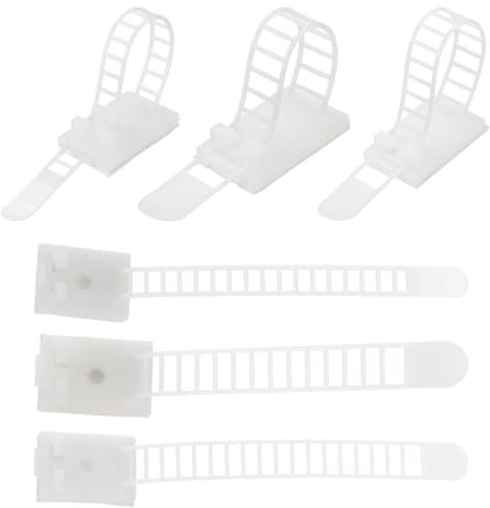 sourcing map Wire Organizer Ties, 6-25.5/8.5-27.5/9.3-31.9mm Cable Management Adjustable Zip Ties Adhesive Cord Clips Desk Wire Management White Pack of 15
