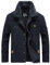 Casual Jacke Herren Winter Plus Samtverdickung Kältejacke Herren Slim Fit Retro Einfarbig Langarm Jacke Warm Revers Outdoor Jacke Herren C-Dark Blue XXL