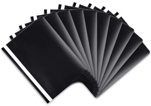 itenga 10er Pack Schnellhefter A4 Plastik stabil PP Kunststoff Sicht Hefter Mappe genarbt (schwarz)