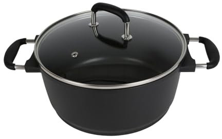 Alpina Profi Aluguss Topf 24cm mit Glasdeckel Induktion/Gas/Keramik - Silikongriffe - spülmaschinenfest - Antihaftbeschichtung