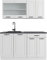 Vicco Küchenzeile R-Line, Küchenblock, Weiß Landhaus/Weiß, 140 cm, AP Anthrazit