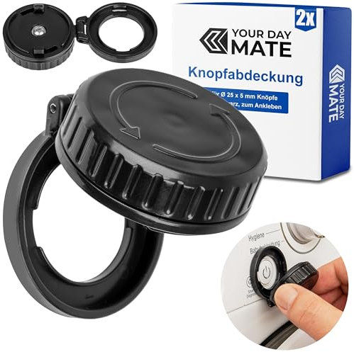 Cache-bouton Sécurité enfant, 2 pcs, pour boutons Ø 25 x 5 mm, en Noir, à coller, pour boutons de cuisinière, bouton start-stop lave-vaisselle, lave-linge, sécurité bébé pour boutons gros appareils