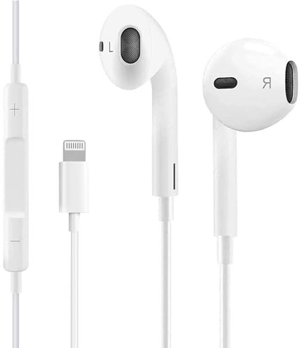 In-Ear Headphones iPhone 14 【Apple MFI Certified】 Lightning Earphones HiFi Audio Stereo with Microphone & Volume Control Headset Compatible with iPhone 14/14 Pro/13/12/SE/11/X/XR/8/7 Plus