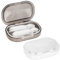 Adorila Confezione da 2 contenitori per cotton fioc da viaggio, organizer portatile per cravatte per capelli con coperchio, dispenser per filo interdentale, organizer per accessori per capelli (grigio
