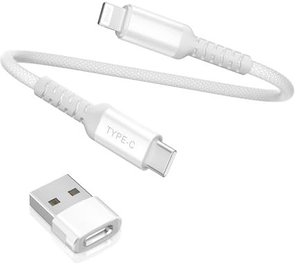 BASESAILOR USB C to Lightning Charger Cable 0.3M with USB A Adapter,USB Type C Fast Charging Cord Lead for Apple iPhone 14 13 12 11 Mini Pro Max Plus,XS XR X 8 7 6 Plus SE,iPad 8 9 8th 9th Generation