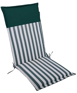 LILENO HOME Cuscini per sedia da giardino come set da 1 – schienale alto] a righe verde scuro – Verde scuro uni – Comoda sdraio come cuscino per mobili da giardino – Cuscino per sedie da giardino Malt