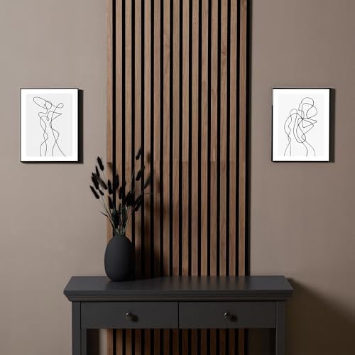 Homestyle4u 2659, Akustikpaneele Holz 60x60 cm 4 Paneele Dunkelbraun Wandpaneele Wandverkleidung Akustik Dekorpaneele