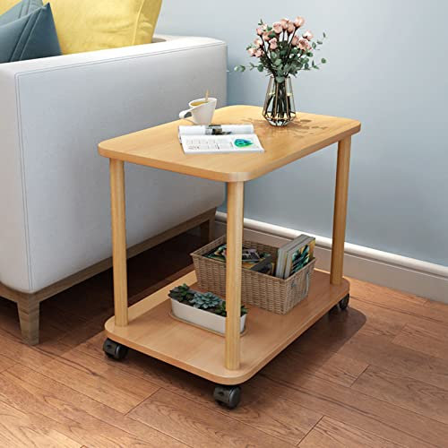 Napacoh eistelltisch mit Rollen Beistell Tisch Kaffeetisch Sofatisch für Schlafzimmer (Holz)