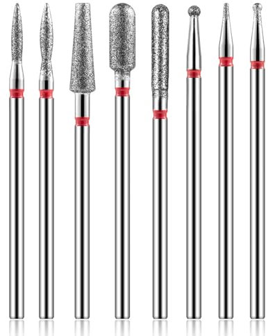 Nail Drill Bits Cuticle, 8 Pieces 3/32'' Diamond Cuticle Clean Ball Nail Removal Drills Bits Kit Set for Electric Nails File Machine