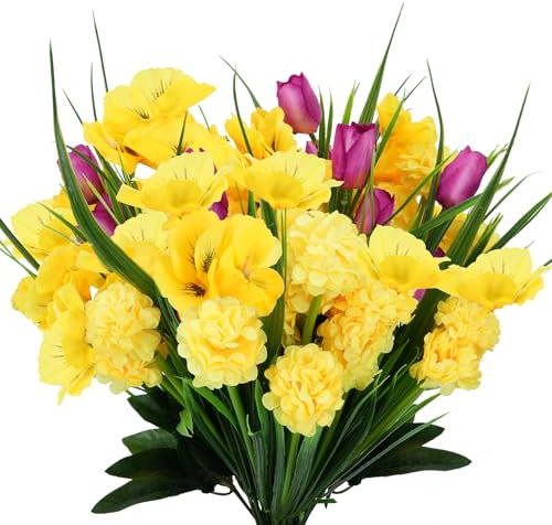Luabue Kunstblumenstrauß Wildes Stiefmütterchen Künstlich Tulpen und Hortensien Artificial Blumen Seidenblumen Unechte Blumen für Deko Vase Hochzeit Heimdekoration