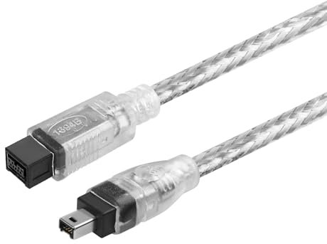 Herfair FireWire IEEE 1394B Cable,9 Pin to 4 Pin Male to Male Cord,Data Transfer Adapter,FireWire 400 DV iLink Converter for Laptop to Camcorder,DV Camera to Computer Cable 1.8m