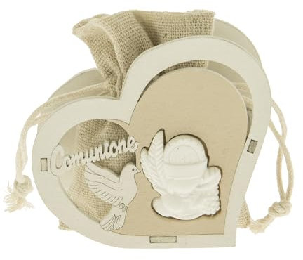 Ingrosso e Risparmio Bomboniere Comunione 12PZ Scatolina Portaconfetti A Forma Di Cuore Con Simboli Sacri Calice Ostia E Colomba Scritta Idee Regalo Complete Originali Economiche