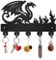 INFUNLY Drache Schwarzer Schlüsselhalter Aus Holz Für Halloween 7.9 × 11.8 Flammen Schlüsselhalter Wandhalterung Drachen Schlüsselhalter Mit 5 Haken Schlüssel Organizer Kleiderbügel Für Zuhause Eing