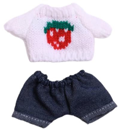 Kleidung für Plüschpuppen 15 cm 17 cm, Pullover Und Jeans, Puppenoutfit, Weiß