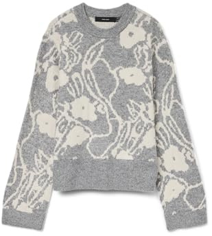 VERO MODA Damen Vmkaila Ls O-Neck Pullover Boo, Medium Grey Melange, L