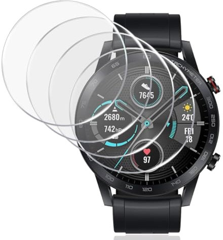 Gelaasso 4 Piezas Protector de Pantalla para Honor Magic Watch 2 46mm, Cristal Templado 9H Anti-Rayaduras, Transparente HD Cristal Templado para Honor Magic Watch 2 46mm