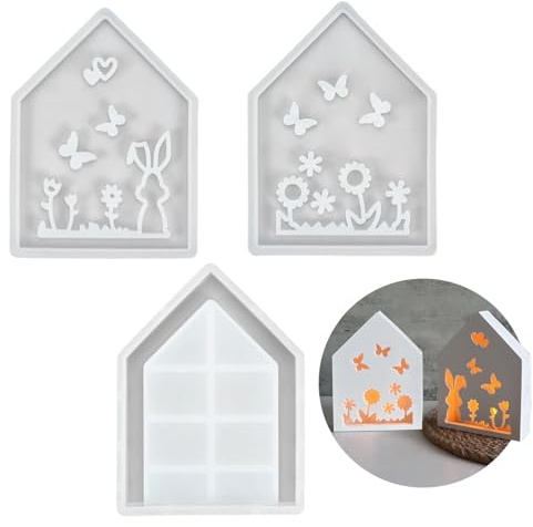 Silikonformen Gießformen Ostern Hase, Silikonform Frühling Gießform mit Herz, Gießformen Silikon Ostern Frühling, Giessform Osterhase Zum Gießen für Giessformen Dekoration (G)