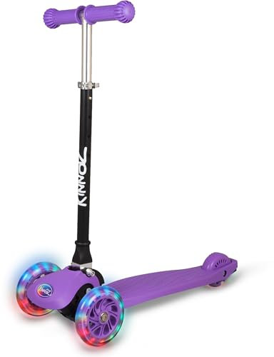 kinnaz ONE, Premium Roller Kinder 3 Jahre, faltbar, 5 Höhen, LED Räder, Ersatzteilservice, verbesserte Griffe und Bremse, UVM Kinderroller ab 2 3 4 5 Jahre, Scooter von Deutscher Händler
