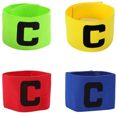 FSSTUD 4 Stück verstellbare Kapitänsarmbänder für Jugendliche Tennis C Captain Armbänder Pads elastische Sportarmbänder Uni Rugby Hockey Armbänder mehrfarbig Fußballarmband für Clubs