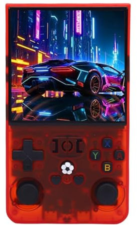 Generic Hand -Held -Spielekonsole, Transparente Red 4 Zoll Bildschirm Retro Videospielkonsole mit 4000 MAh Akku für Zuhause (64G)