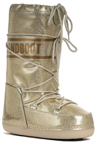 Kefas GRANDBOOT Stivali da Neve Donna – Doposci Outdoor – Scarpe Neve Termiche Impermeabili con Fodera Calda e Suola Antiscivolo – Glitter Oro
