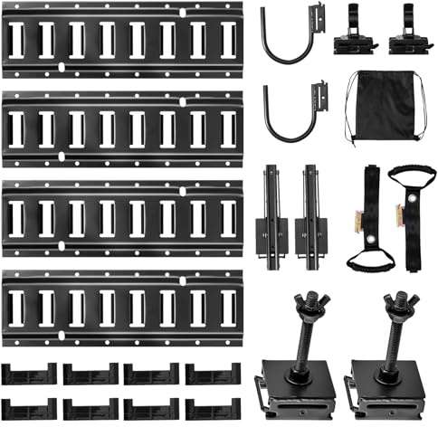 VEVOR Kit Binario di Linea E-Track di Fissaggio, Sistema Binario di Ancoraggio del Carico, Confezione da 4 Binari E-Track da 406,4 mm, Adatti per Garage, Motociclette, Furgoni e Rimorchi
