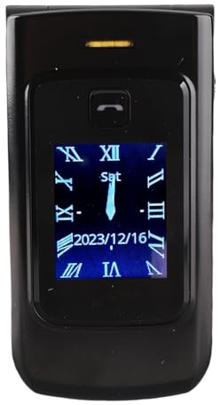 Generic Pocket-sized 4G Flip Phone with GPS SOS Button, Dual Screen Display Big Button Seniors Cell Phone for Elderly (Black)