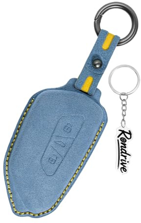 Rondrive Wildleder Schlüsselhülle Passt für C-upra Formentor Born Ateca Leon Sportstourer Terramar Tavascan 2025 2026 2024 Autoschlüssel Hülle Schlüsselschutz Schlüsselcover Schlüsselanhänger-Blau