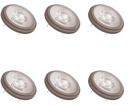 LEDVANCE 6x LED AR111 Spot, Warmweiß 3000K, 11,7W, G53 Sockel, 800 Lumen, 75W Halogen-Ersatz, 40° Abstrahlwinkel, Dimmbar, 12V