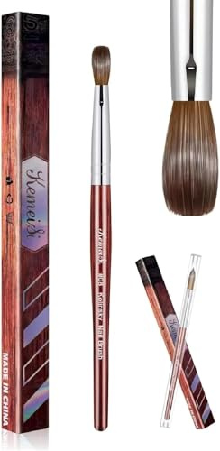 Kolinsky Acrylic Nail Brush 3D Pure Handmade Nail Brushes For Acrylic Application Professional Nail Art Brush (Size 16 Red)