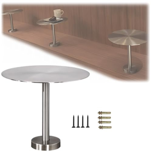 Platzsparender runder Wandtisch für Cafés - Stilvoller Beistelltisch aus Edelstahl, perfekt für begrenzte Räume