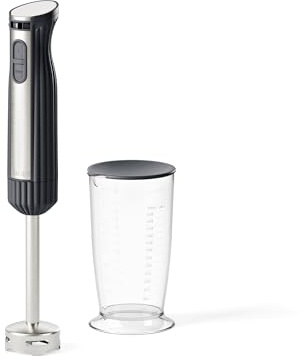 Guzzini, Sous Chef Bio-Standmixer, 600 W, mit Turbo-Funktion, Stiel aus Edelstahl, mit Messbecher 700 ml (Anthrazit)